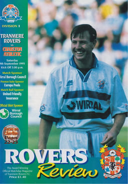 Tranmere Rovers v Charlton Athletic Match Programme 1995-09-09